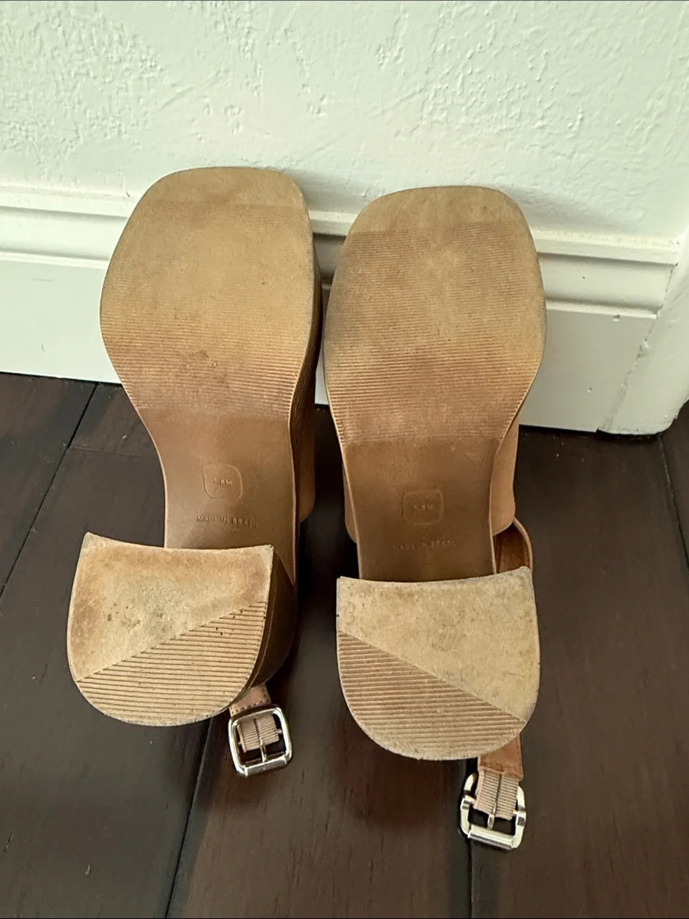 Steve Madden Tan Suede Open-Toe Slingback Block Heels